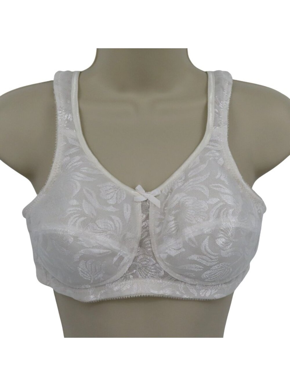 VTG Amoena 34B Bra 2133 Elegant Contours White Floral Flower Wireless Bra NEW